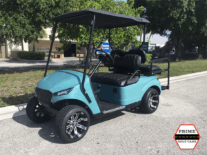 Blue EZGO 4 Passenger Golf Cart indian river shores golf cart rental, golf cart rentals
